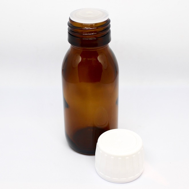 Amber glass bottle & white dripulator cap: 50ml image 0